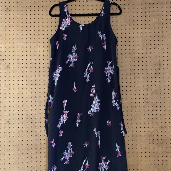Vintage Y2K Maxi Dress Worthington Floral Purple Sleeveless Fairy Flowy Tie Back - Picture 1 of 7